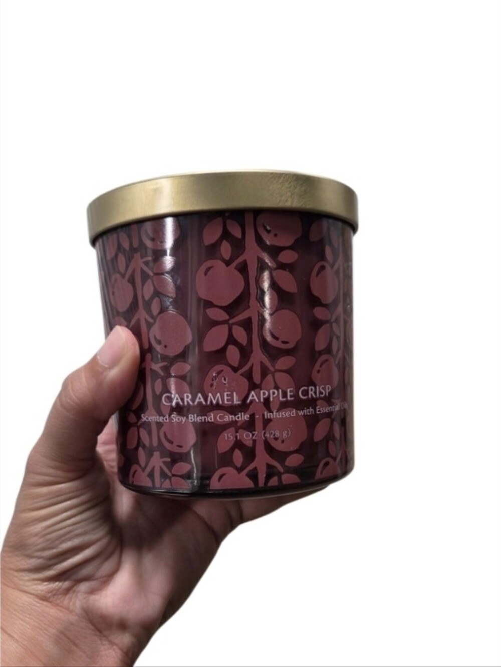 2022 Target Opalhouse Caramel Apple Crisp Scented Candle Burgundy with Gold Lid